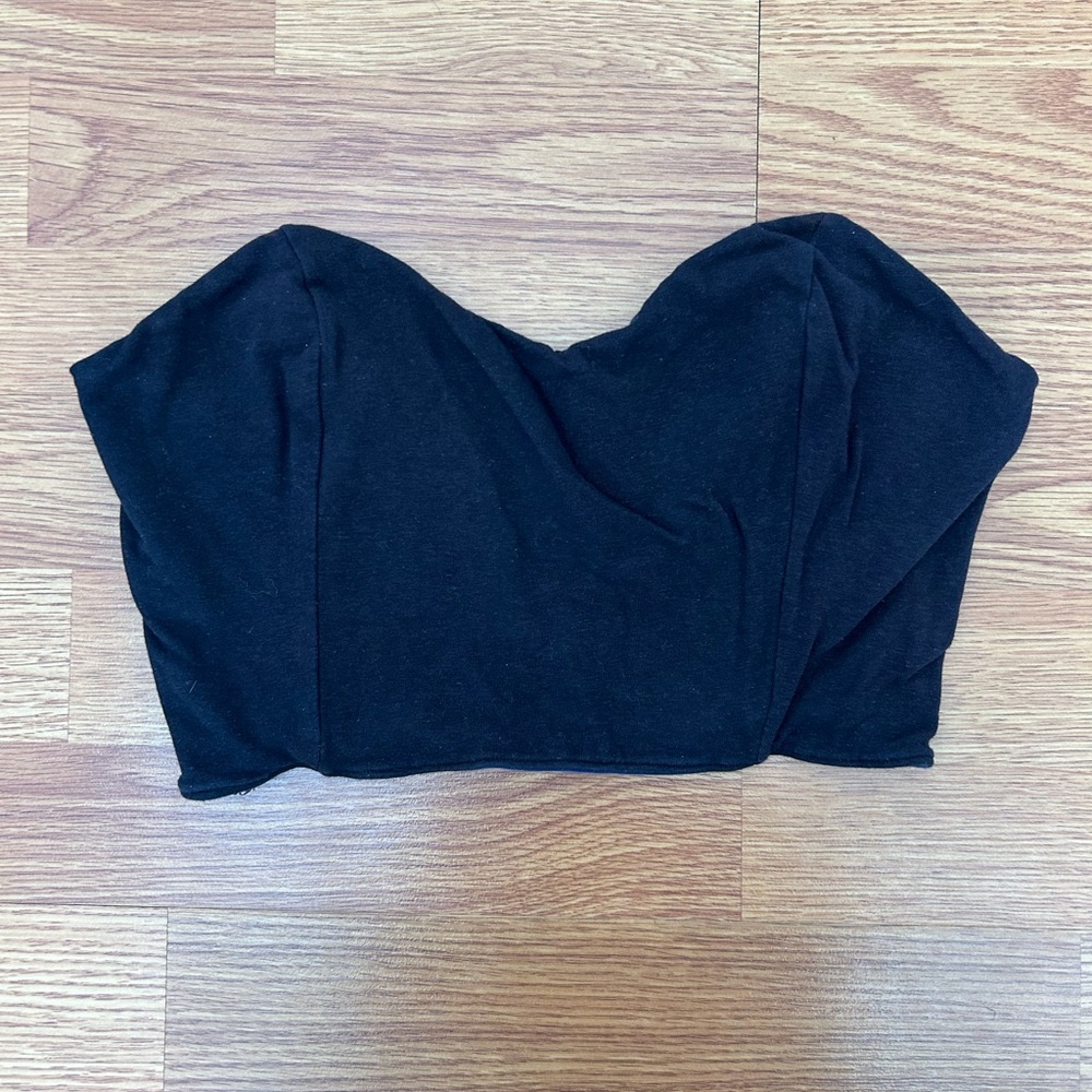 Vintage 80’s Black & Blue Reversible Strapless Crop Top size Small